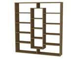 vu coté bibliotheque bois nombreux rangements
